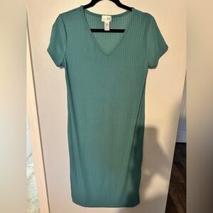 Just Be Aqua Ribbed Midi Dress